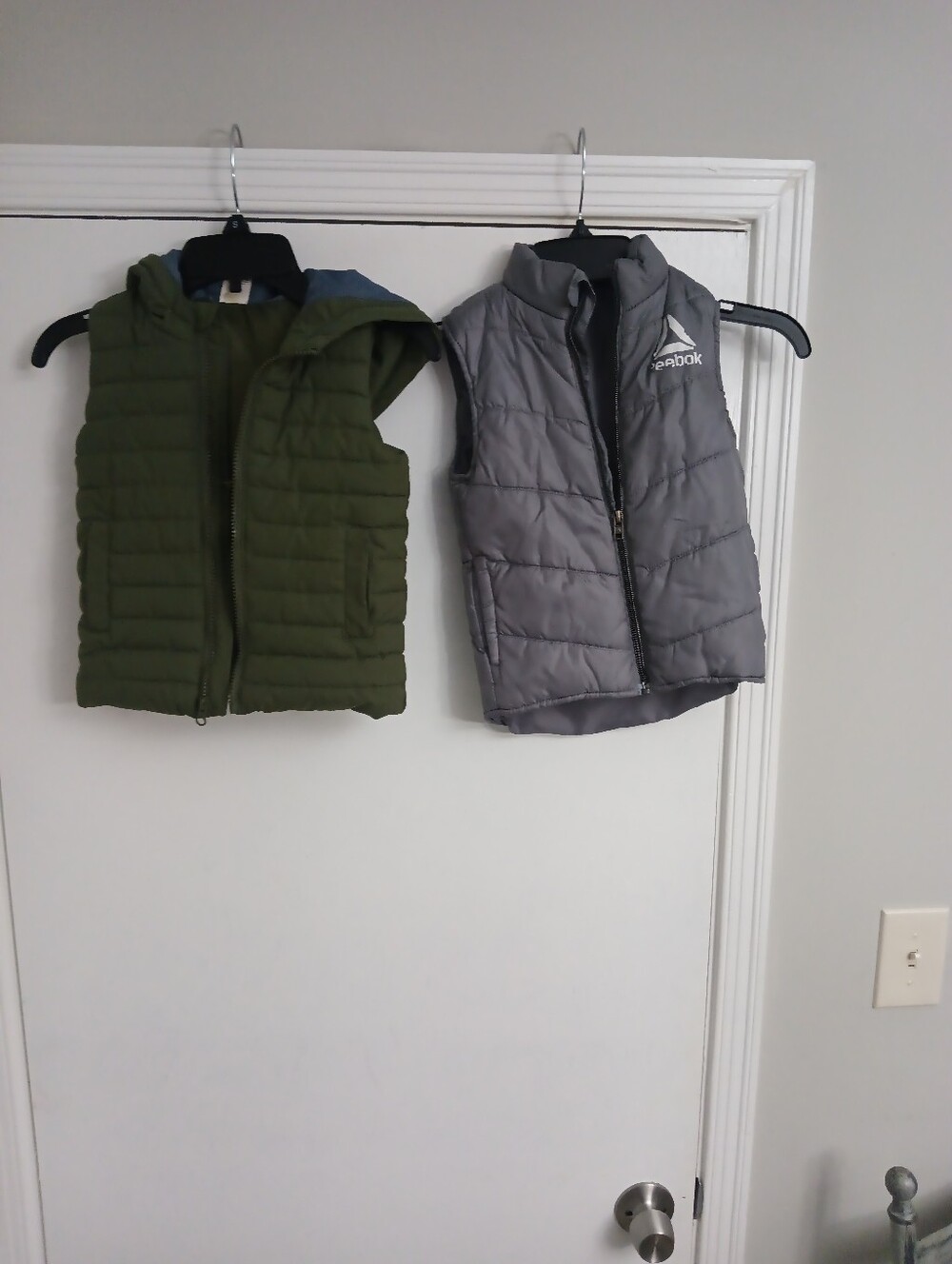 Bundle Of 2 Reebok Olive Green & Gray Quilted Puffer Vests - Sleeveless Pair